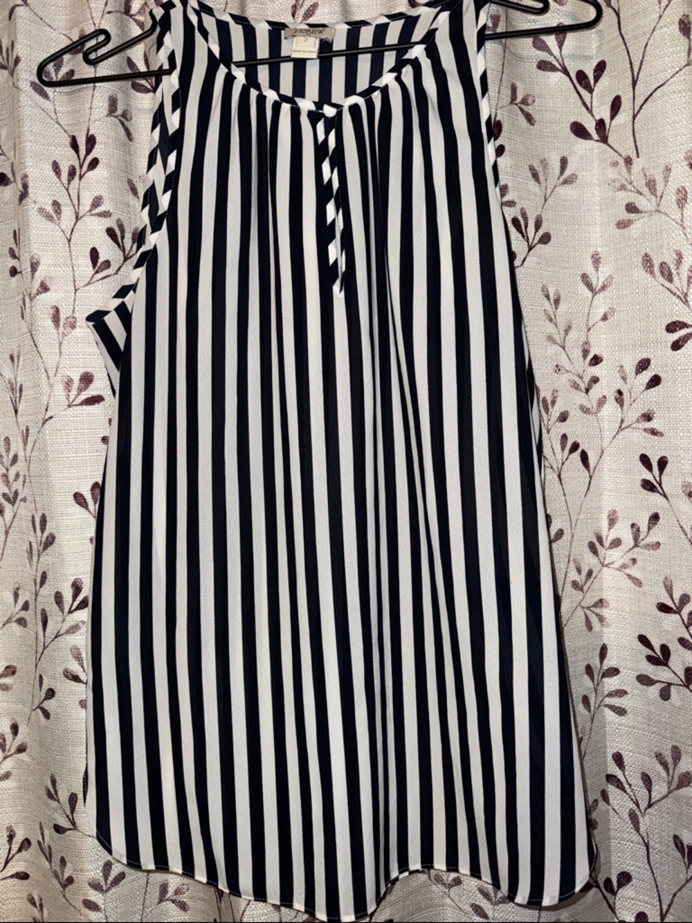 J Crew Women’s Navy & White Vertical Stripe Sleeveless Blouse